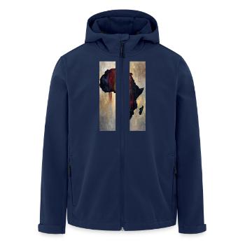 Carte de l’Afrique Impression d’art tribal - Veste softshell homme en polyester recyclé Stanley/Stella - marine - Devant - AI Model Male 185 light (185cm)