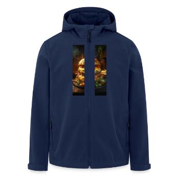 Epic Bacon Cheese Burger Stack - Men’s Recycled Softshell Jacket by Stanley/Stella - navy - Front - AI Model Male 185 light (185cm)