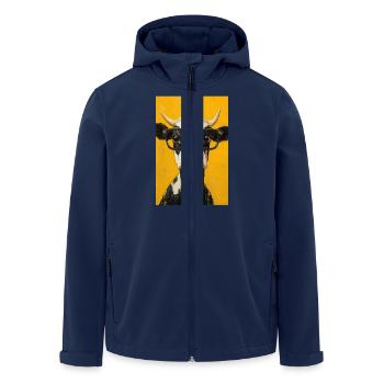 Coole Kuh mit Brille - Recycelte Männer Softshell-Jacke von Stanley/Stella - Navy - Vorne - AI Model Male 185 light (185cm)
