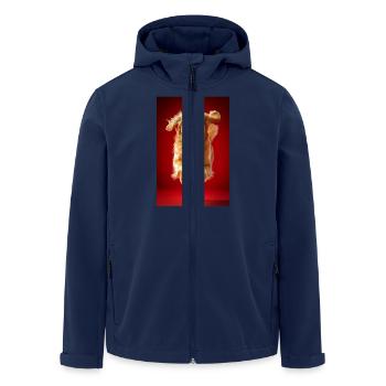 Fliegende goldene Freude - Recycelte Männer Softshell-Jacke von Stanley/Stella - Navy - Vorne - AI Model Male 185 light (185cm)