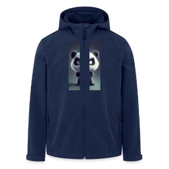 Mürrische Cartoon Panda Stimmung - Recycelte Männer Softshell-Jacke von Stanley/Stella - Navy - Vorne - AI Model Male 185 light (185cm)