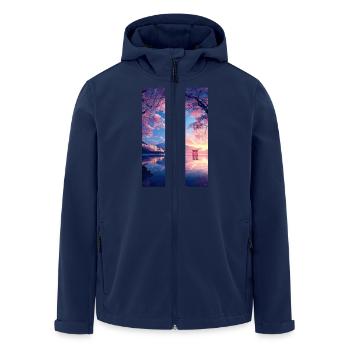 Tranquil View of Mount Fuji - Men’s Recycled Softshell Jacket by Stanley/Stella - navy - Front - AI Model Male 185 light (185cm)