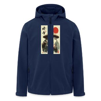 Samurai-Katze isst Ramen - Recycelte Männer Softshell-Jacke von Stanley/Stella - Navy - Vorne - AI Model Male 185 light (185cm)