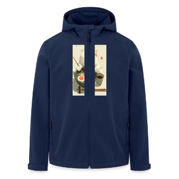 Happy White Cat Eating Ramen - Men’s Recycled Softshell Jacket by Stanley/Stella - navy - Front - AI Model Male 185 light (185cm)