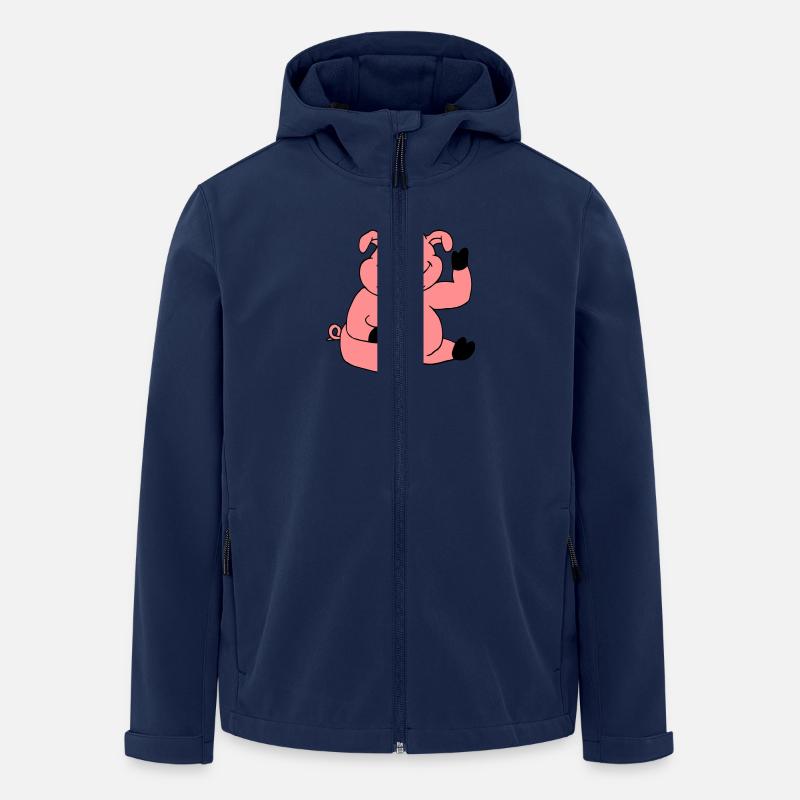 Mignon bande dessinée bande dessinée ondes de cochon amical - Veste softshell homme en polyester recyclé Stanley/Stella - marine