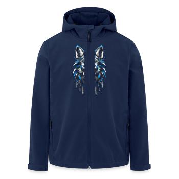 Blue Geometric Wolf - Men’s Recycled Softshell Jacket by Stanley/Stella - navy - Front - AI Model Male 185 light (185cm)