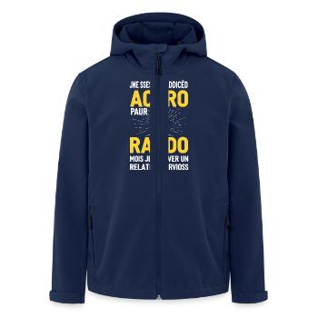 t shirt humor hiking addicted rando man gift - Men’s Recycled Softshell Jacket by Stanley/Stella - navy - Front - AI Model Male 185 light (185cm)