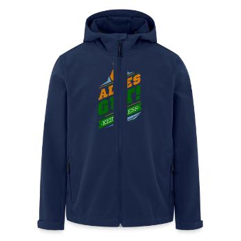 Alles gut! Kein Stress! - Recycelte Männer Softshell-Jacke von Stanley/Stella - Navy - Vorne - AI Model Male 185 light (185cm)