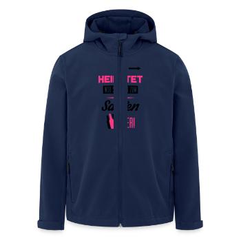 sie heiratet wir saufen hier - Recycelte Männer Softshell-Jacke von Stanley/Stella - Navy - Vorne - AI Model Male 185 light (185cm)