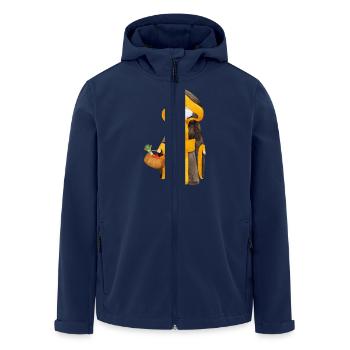 Münchner Kindl mit Maske und Einkaufskorb - Recycelte Männer Softshell-Jacke von Stanley/Stella - Navy - Vorne - AI Model Male 185 light (185cm)