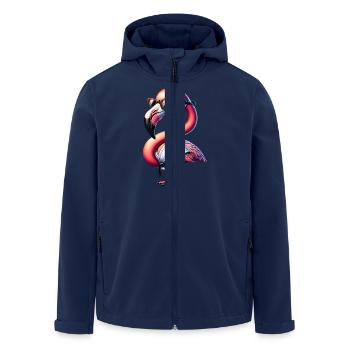 Cooler Karate Flamingo Mit Sonnenbrille - Recycelte Männer Softshell-Jacke von Stanley/Stella - Navy - Vorne - AI Model Male 185 light (185cm)