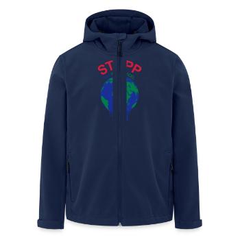 Stopp den Klimawandel Erderwärmung stoppen - Recycelte Männer Softshell-Jacke von Stanley/Stella - Navy - Vorne - AI Model Male 185 light (185cm)