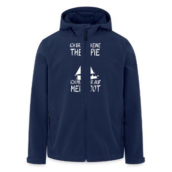 Brauch keine Therapie - Ich muss nur auf mein Boot - Recycelte Männer Softshell-Jacke von Stanley/Stella - Navy - Vorne - AI Model Male 185 light (185cm)