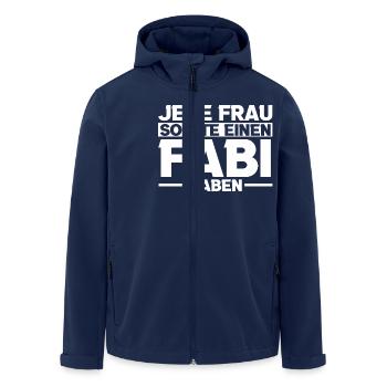 Fabian - Men’s Recycled Softshell Jacket by Stanley/Stella - navy - Front - AI Model Male 185 light (185cm)