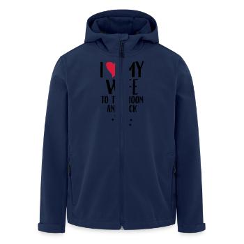 I Love (Heart) My Wife To The Moon And Back - Men’s Recycled Softshell Jacket by Stanley/Stella - navy - Front - AI Model Male 185 light (185cm)