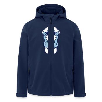 Nilpferd Kapitän Gesicht Lustig Süß Cartoon Comic - Recycelte Männer Softshell-Jacke von Stanley/Stella - Navy - Vorne - AI Model Male 185 light (185cm)