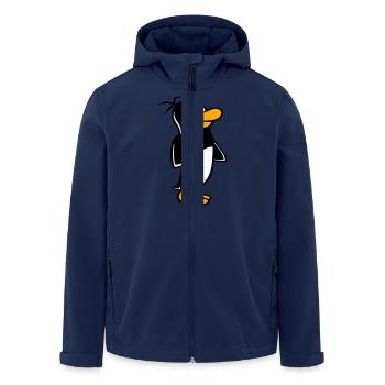 Pinguin guckt lustig vorsichtig zur Seite steht - Recycelte Männer Softshell-Jacke von Stanley/Stella - Navy - Vorne - AI Model Male 185 light (185cm)