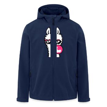 Llama chewing gum bubble bubble blowing alpaca - Men’s Recycled Softshell Jacket by Stanley/Stella - navy - Front - AI Model Male 185 light (185cm)