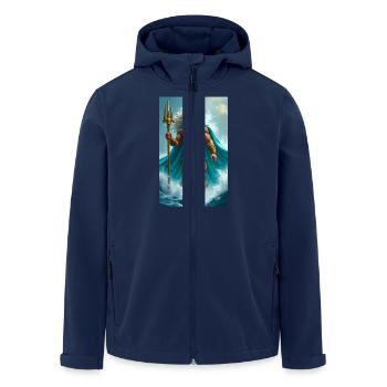 Poseidon, powerful sea god with trident, waves - Men’s Recycled Softshell Jacket by Stanley/Stella - navy - Front - AI Model Male 185 light (185cm)