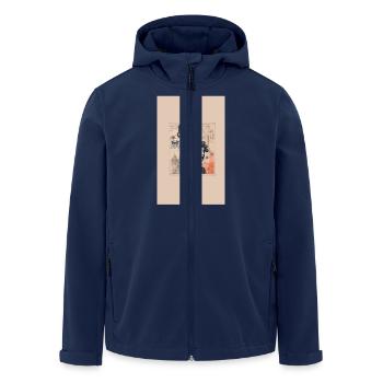 Vintage Collage Woman with Butterfly - Men’s Recycled Softshell Jacket by Stanley/Stella - navy - Front - AI Model Male 185 light (185cm)