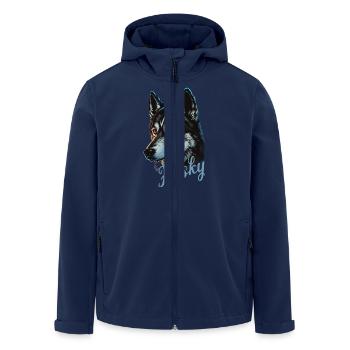 Husky Vintage Schlittenhunde Sibirischer Husky - Recycelte Männer Softshell-Jacke von Stanley/Stella - Navy - Vorne - AI Model Male 185 light (185cm)