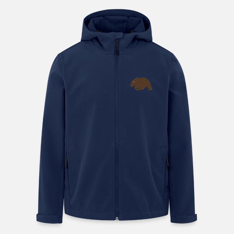 Brunbjörn broderad - Softshelljacka herr i återvunnen polyester Stanley/Stella - marinblått
