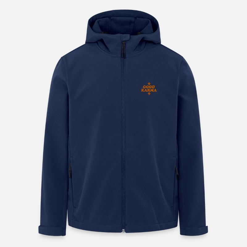 Gutes Karma bestickt - Recycelte Männer Softshell-Jacke von Stanley/Stella - Navy