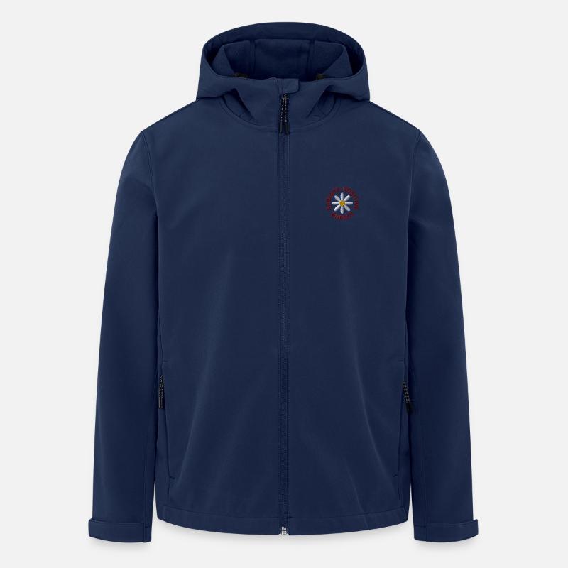 Statement Blume bestickt - Recycelte Männer Softshell-Jacke Discoverer von Stanley/Stella - Navy