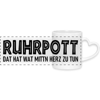 Ruhrpott - Dat hat wat mittn Herz zu tun - Panoramatasse mit Herzhenkel - Weiß - Vorne