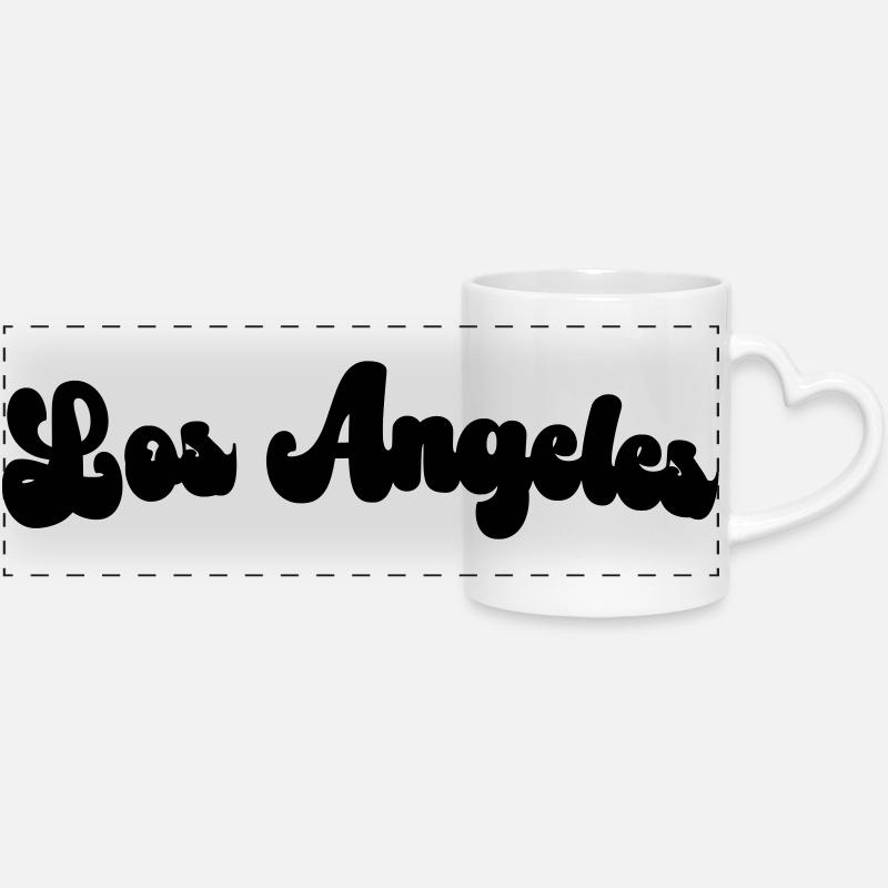 los angeles 8 - Panoramatasse mit Herzhenkel - Weiß