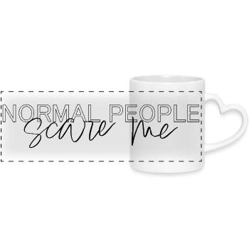 Les gens normaux me font peur, peu de remarque - Mug panoramique avec anse en forme de cœur - blanc - Devant