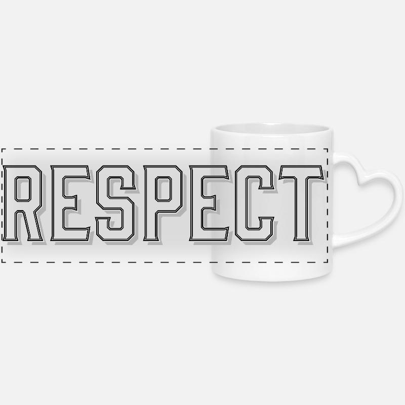 Respekt lettering with 3D effect - Panoramic mug with heart handle - white