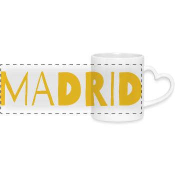 Madrid Bold Cityscape in Yellow - Panoramic mug with heart handle - white - Front