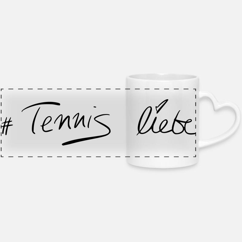 #Tennis love - Panoramic mug with heart handle - white