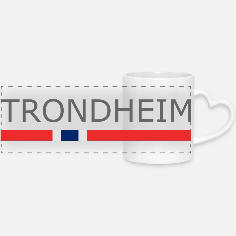 Drapeau de la Norvège - Trondheim - Norge - Norwegen - Mug panoramique avec anse en forme de cœur - blanc