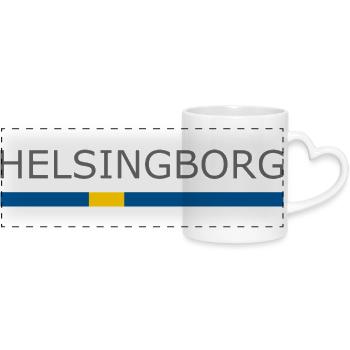 Sweden Flag - Helsingborg - Sverige - Schweden - Panoramatasse mit Herzhenkel - Weiß - Vorne