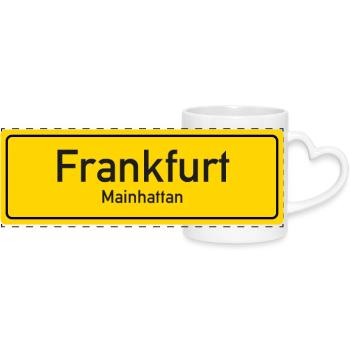 Enseigne de nom de lieu de Francfort Allemagne - Mug panoramique avec anse en forme de cœur - blanc - Devant