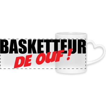 Basketballspieler der Welt – spaßige Leidenschaftssportleistung - Panoramatasse mit Herzhenkel - Weiß - Vorne