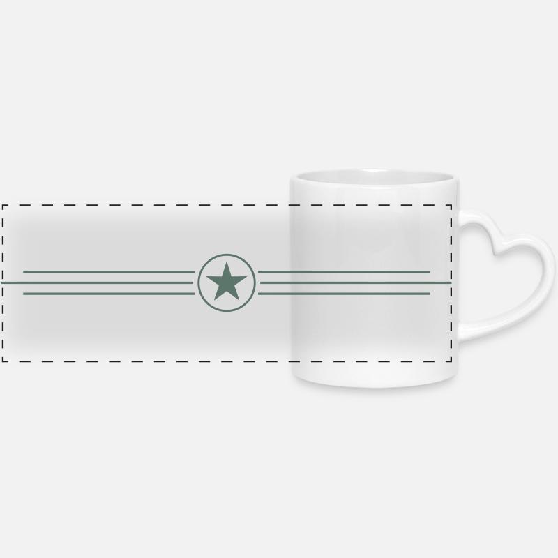 Star - Panoramic mug with heart handle - white