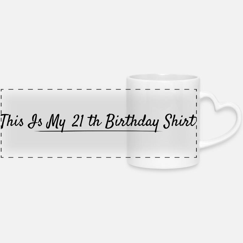 21e Anniversaire 21 ans Anniversaire - Mug panoramique avec anse en forme de cœur - blanc