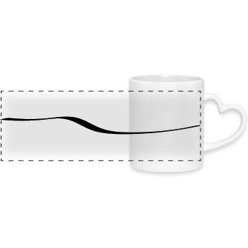 thin stroke swing curve underline line - Panoramic mug with heart handle - white - Front