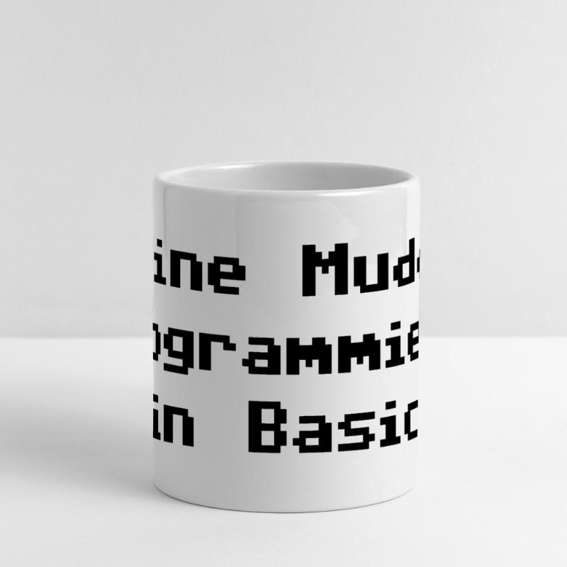Deine Mudda programmiert in Basic Panoramatasse mit Herzhenkel