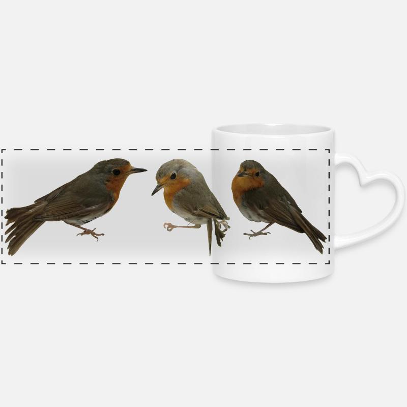 Trois Merles - Mug panoramique avec anse en forme de cœur - blanc