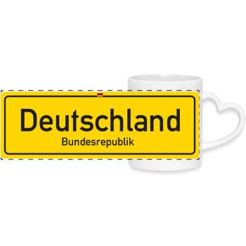 Plaque signalétique du pays de l’Allemagne - Mug panoramique avec anse en forme de cœur - blanc - Devant