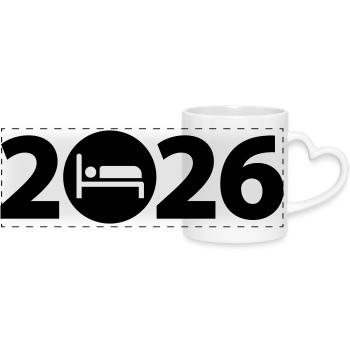 Sleep 2026, sleep in 2026 - Panoramic mug with heart handle - white - Front