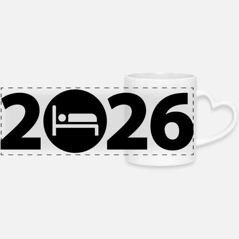 Sleep 2026, sleep in 2026 - Panoramic mug with heart handle - white