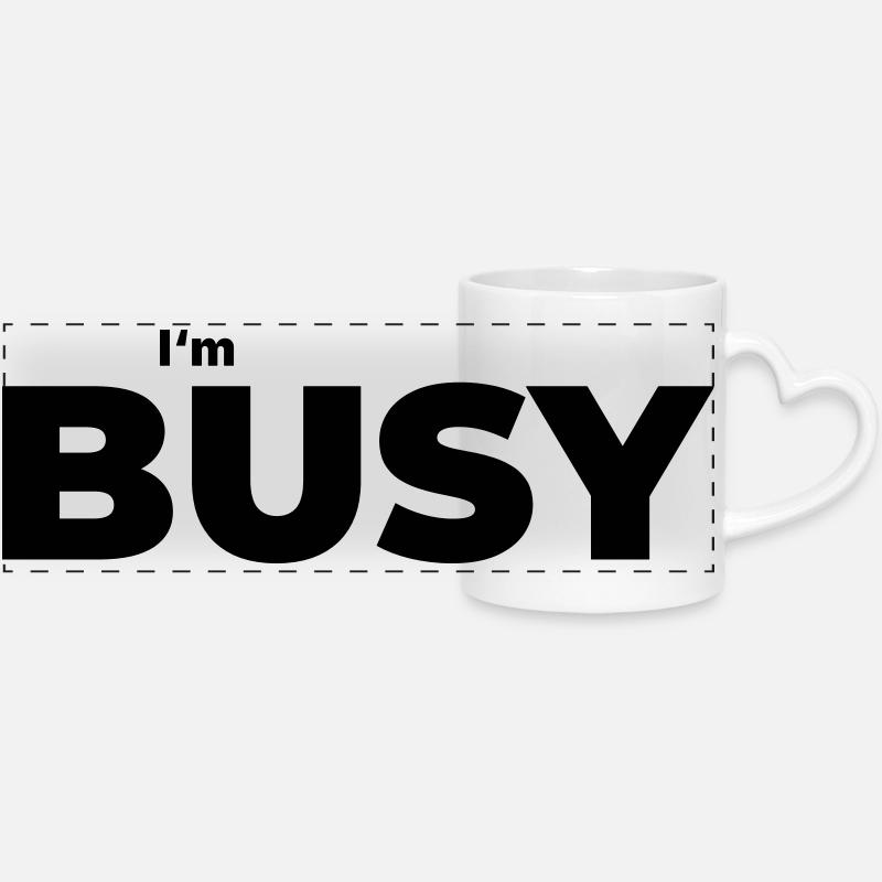Busy with being busy - Panoramic mug with heart handle - white