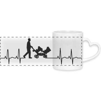 Heartbeat Stroller Gemini Cardiogram - Panoramic mug with heart handle - white - Front