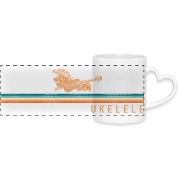 Hawaiian Ukulele Uke Retro Vintage - Panoramic mug with heart handle - white - Front