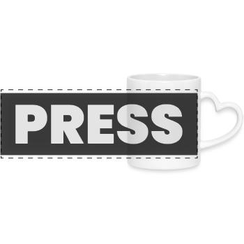 Conception de la presse en disant « PRESS » Journalistes d’information - Mug panoramique avec anse en forme de cœur - blanc - Devant
